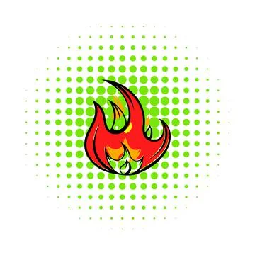 Fire icon, comics style Stock Illustration