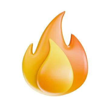 Fire icon Emoji Front view 3D Stock Illustration
