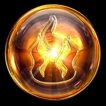 Fire icon fire, isolated on black background Illustrazione stock