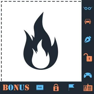 Fire icon flat Stock Illustration