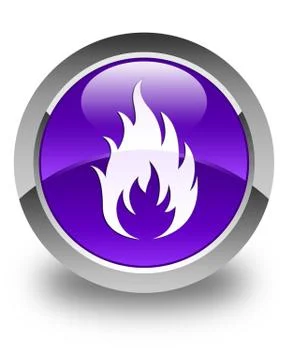 Fire icon glossy purple round button イラスト素材