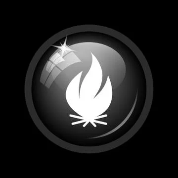 Fire icon. Internet button on black background. . Stock Illustration