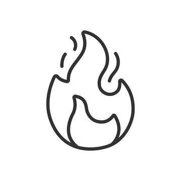 Fire, icon in line design. fire, flame, burning, heat, wildfire, bonfire, spark Stock Illustration
