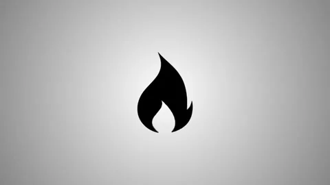 Fire icon motion graphics, animated flame symbol with shadow effect on clea.. Stock Footage 346491116
