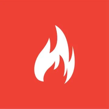 Fire Icon On Red Background. Red Flat Style Vector Illustration Stock Illustration
