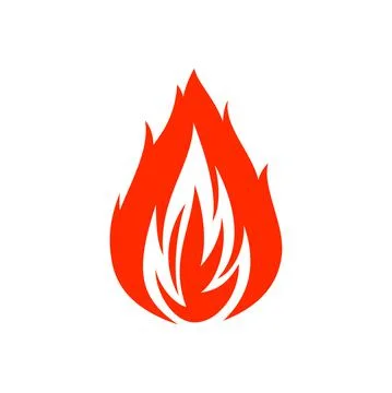 Fire icon red flame isolated flaming warning sign Stock Illustration