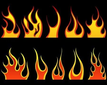 Fire icon set Stock Illustration