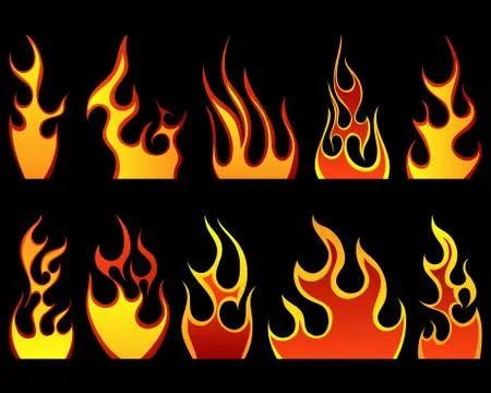 Fire icon set Illustrazione stock
