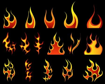 Fire icon set Illustrazione stock