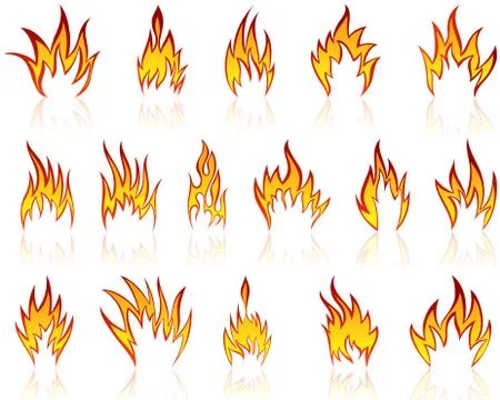Fire icon set Stock Illustration