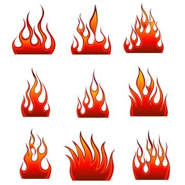 Fire icon set Illustrazione stock