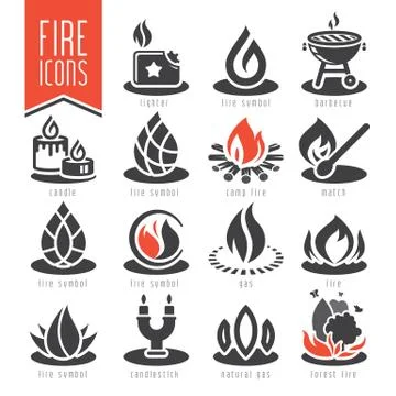 Fire icon set Stock Illustration
