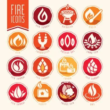Fire icon set Illustrazione stock