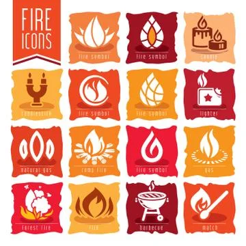 Fire icon set Stock Illustration
