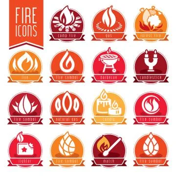 Fire icon set Stock Illustration