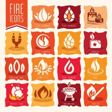 Fire icon set Stock Illustration