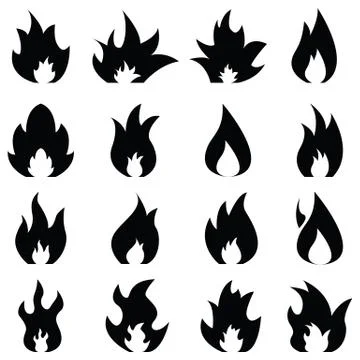 Fire icon set Stock Illustration