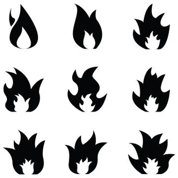 Fire icon set Stock Illustration