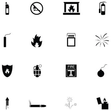 Fire icon set Stock Illustration