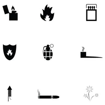 Fire icon set Stock Illustration