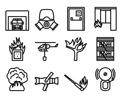 Fire Icon Set Stock Illustration