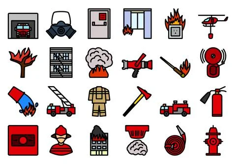 Fire Icon Set Stock Illustration