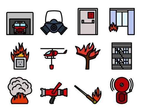 Fire Icon Set Stock Illustration