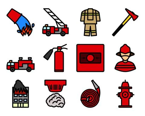 Fire Icon Set Stock Illustration