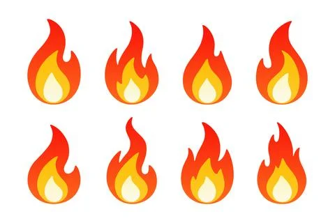 Fire Icon Set, Vector Illustration. Fire Flame Icon Collection and Fire Sym.. Stock Illustration