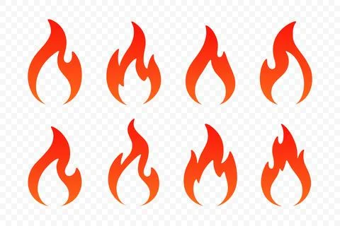 Fire Icon Set, Vector Illustration. Fire Flame Icon Collection and Fire Sym.. Stock Illustration