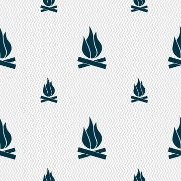 A fire icon sign. Seamless pattern with geometric texture. Vector Stock Illustration