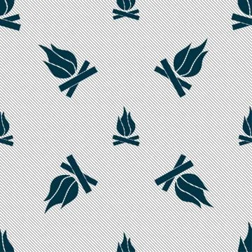 A fire icon sign. Seamless pattern with geometric texture. Vector Stock Illustration