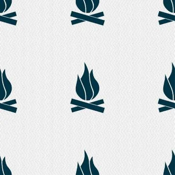 A fire icon sign. Seamless pattern with geometric texture. 스톡 일러스트