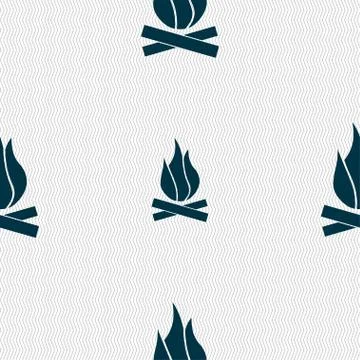 A fire icon sign. Seamless pattern with geometric texture. Illustrazione stock