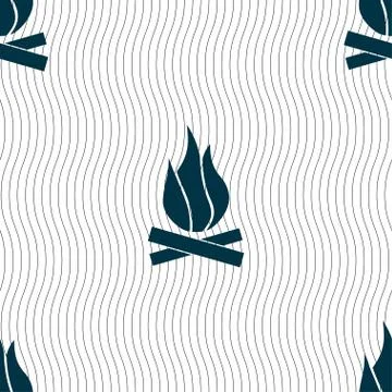 A fire icon sign. Seamless pattern with geometric texture. Stock Illustration