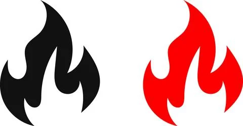 Fire icon. Simple flame symbol collection. Fire red, flames shapes, bonfire Stock Illustration