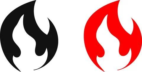 Fire icon. Simple flame symbol collection. Fire red, flames shapes Stock Illustration