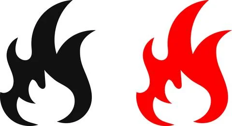 Fire icon. Simple flame symbol collection. Fire red, flames shapes Stock Illustration