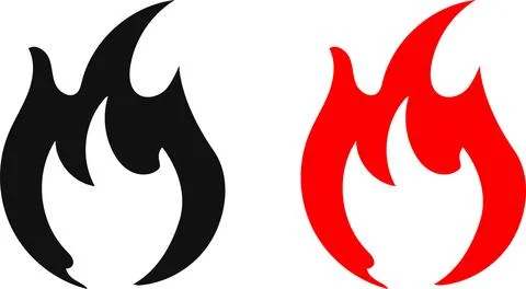 Fire icon. Simple flame symbol collection. Fire red, flames shapes Stock Illustration