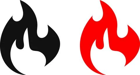 Fire icon. Simple flame symbol collection. Fire red, flames shapes Stock Illustration