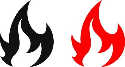 Fire icon. Simple flame symbol collection. Fire red, flames shapes Stock Illustration