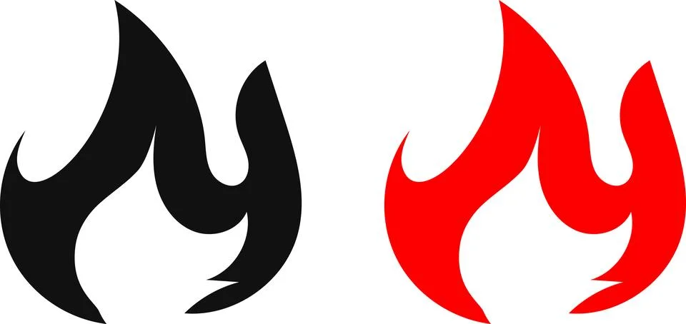 Fire icon. Simple flame symbol collection. Fire red, flames shapes Stock Illustration