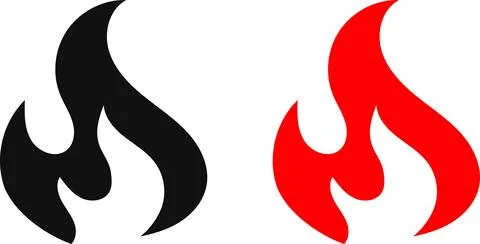 Fire icon. Simple flame symbol collection. Fire red, flames shapes Stock Illustration