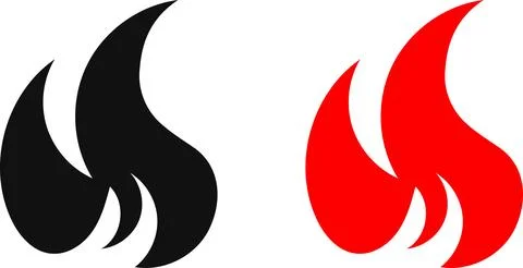 Fire icon. Simple flame symbol collection. Fire red, flames shapes Stock Illustration
