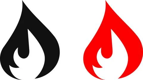 Fire icon. Simple flame symbol collection. Fire red, flames shapes Stock Illustration