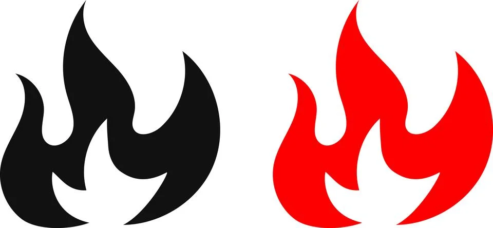 Fire icon. Simple flame symbol collection. Fire red, flames shapes Illustrazione stock