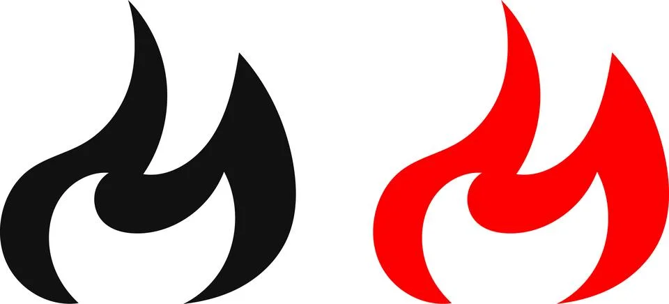 Fire icon. Simple flame symbol collection. Fire red, flames shapes Stock Illustration