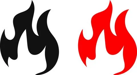 Fire icon. Simple flame symbol collection. Fire red, flames shapes Illustrazione stock