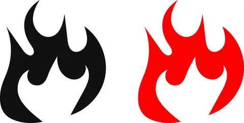 Fire icon. Simple flame symbol collection. Fire red, flames shapes Stock Illustration