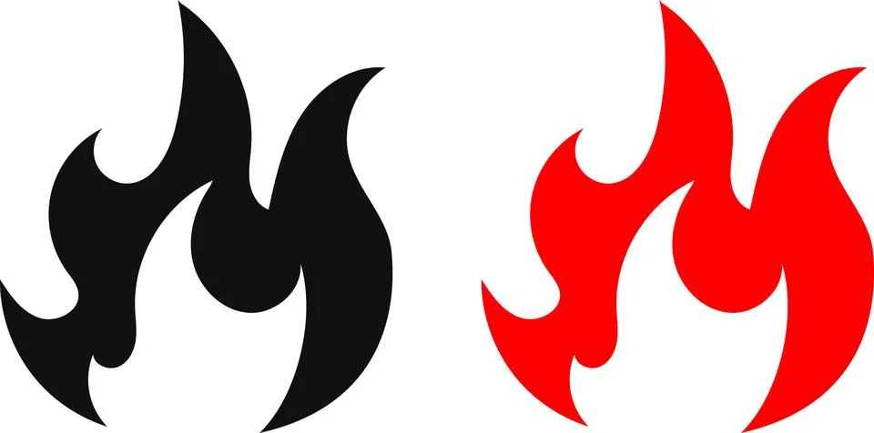 Fire icon. Simple flame symbol collection. Fire red, flames shapes Illustrazione stock